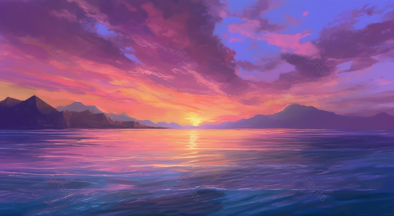 夕阳远处山峰山川唯美天空背景,插画/手绘图,插画/手绘图库,插画/手绘图下载,插画/手绘